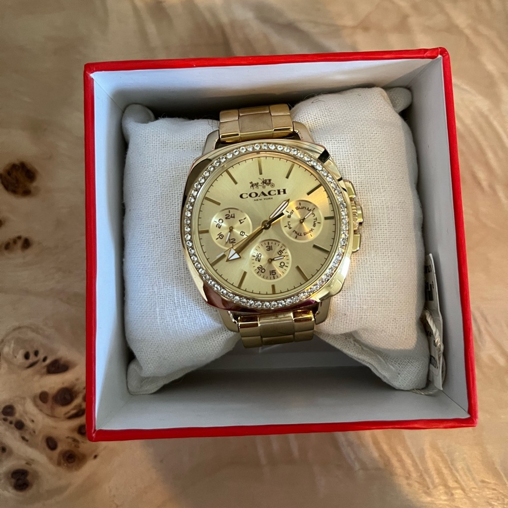 Coach Gold Watch with Crystals Surrounding Face